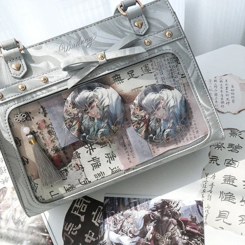 Japanese Teenager Girls Crossbody Bags PU JK Handbags Transparent Ita bag Women handbags Leather Shoulder Bag Bolso