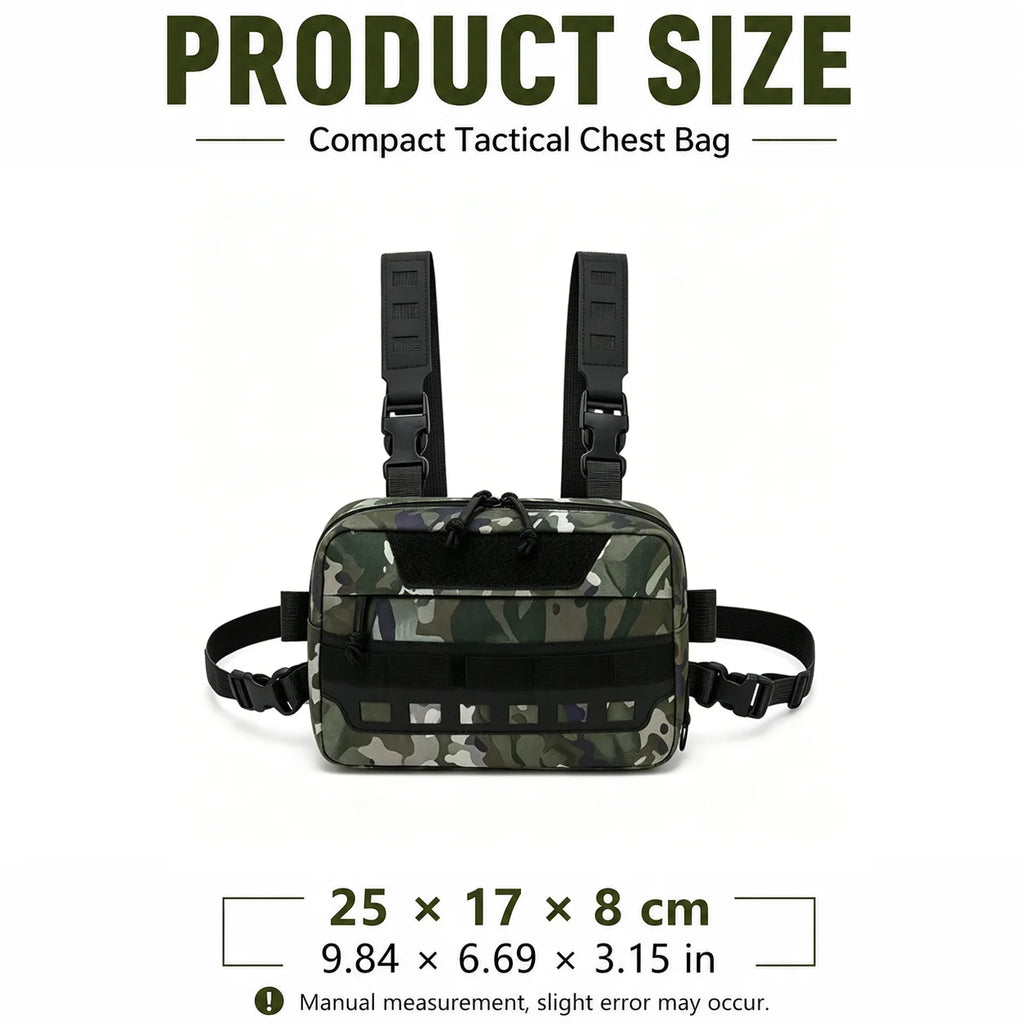 Functional Tactical Chest Bag Waist Bag Fishing MOLLE Outdoor EDC Chest Rig Pack for Cycling Hiking Camping Adjustable Harness