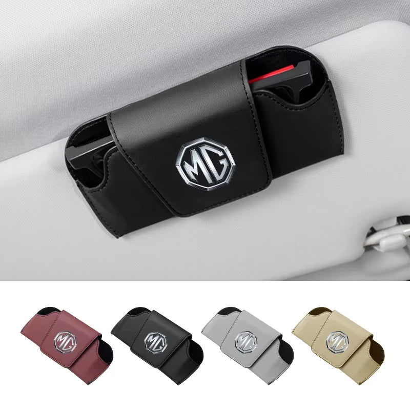 Leather Car Sun Visor Clip Glasses Case Sunglasses Storage Box Holder For MG ZS MG4 EV MG5 MG HS MG3 MG6 Interior Accessories