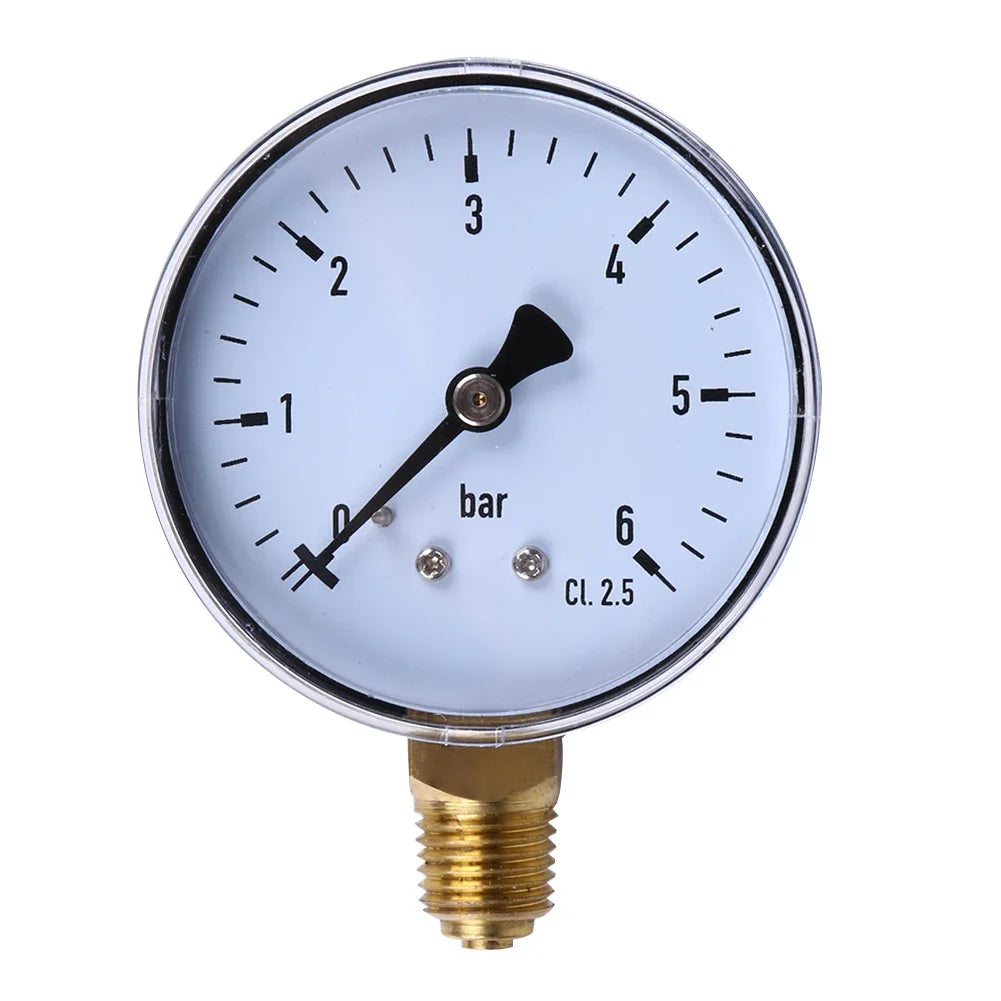 0-6 Bar Manometer 1/4 NPT Compressed Air Compressor High Strength Pressure Gauge 2.3 Face for Air Water Oil Gas Measurement