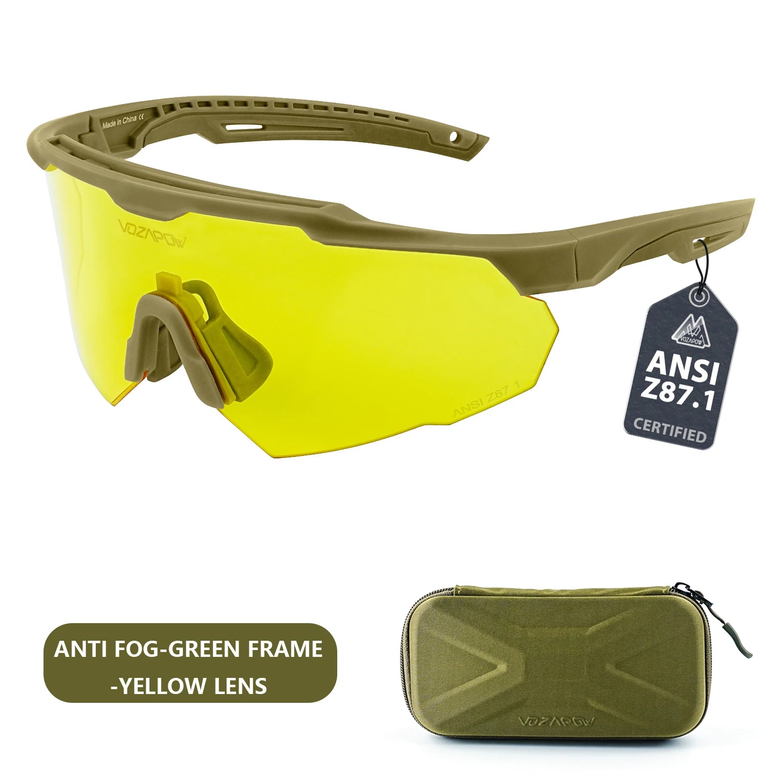 Vozapow Professional Shooting Glasses UV400 ANSI Z87.1 Safe Airsoft Tactical Goggles Anti Fog Mountaineering Fishing Sunglasses