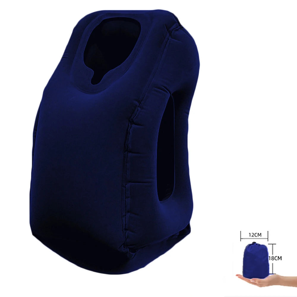 Upgraded Inflatable Air Cushion Travel Pillow Headrest Chin Support Cushions for Airplane Plane Car Office Rest Neck Nap Pillows