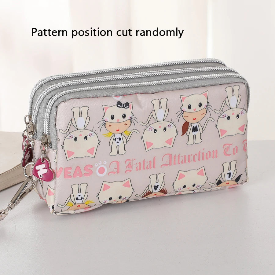 Fashionable clutch for women, long 3-zipper large-capacity wallet, multi-functional mobile phone bag, coin purse