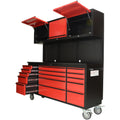 72 Inch Garage 430 Stainless Steel Tool Cabinet Combination Tool Workbench Chest with Storage Drawer for Heavy Duty Workshop