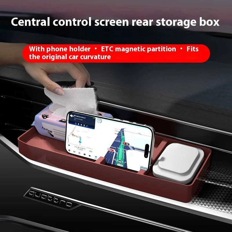 For Audi 2019-2025 A6/A7 Rear Screen Storage Box Instrument Panel Silicone ETC Storage Box Car Interior Accessories