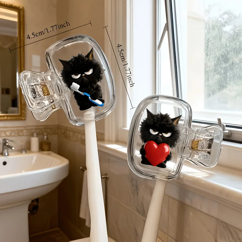 2pcs Cute Black Cat Portable Toothbrush Head Cover Storage Box Toothbrush Protector Rack Storage Box Party Holiday Gifts For Men