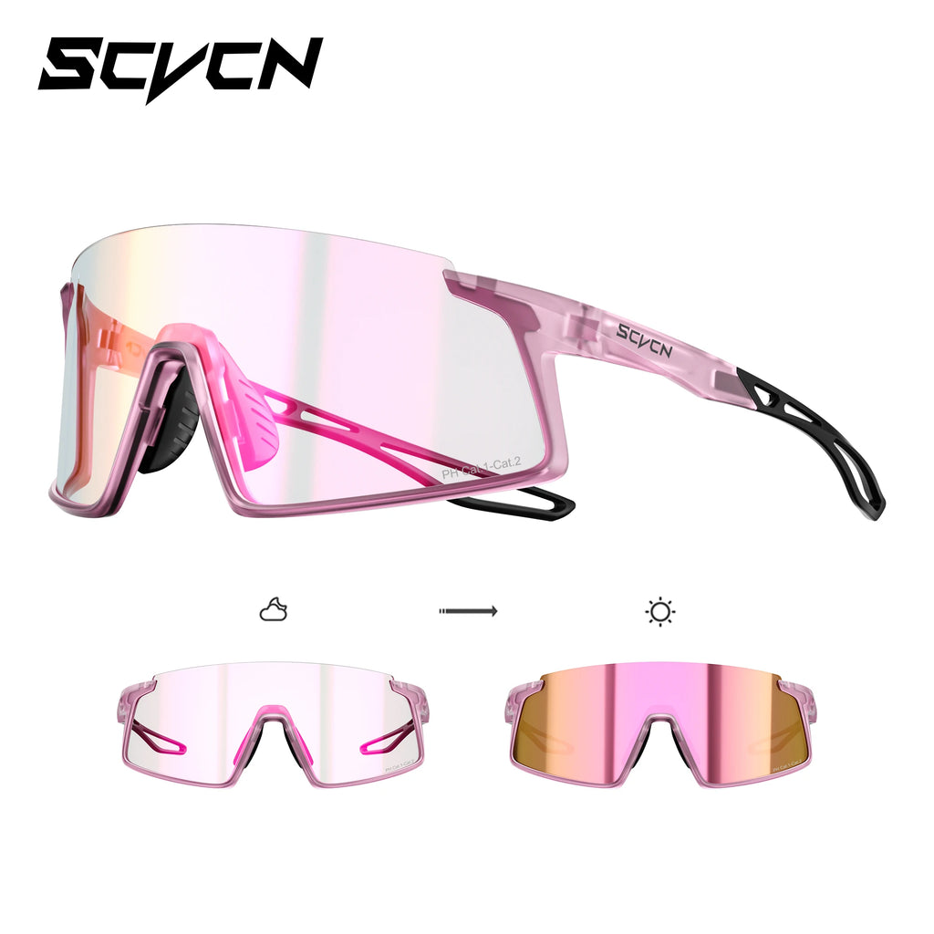 SCVCN 2026 Hiking Eyewear Men's Cycling Sunglasses Photochormic Glasses UV400 Outdoor Sports Goggles Camping MTB Bike Glasses