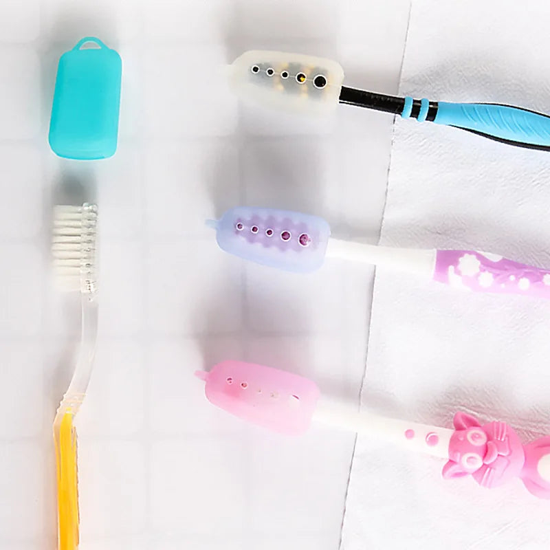 5PCS Silicone Toothbrush Head Covers Portable Cover Case Travel Hiking Camping Toothbrush Cap Case Support Bathroom Accessory