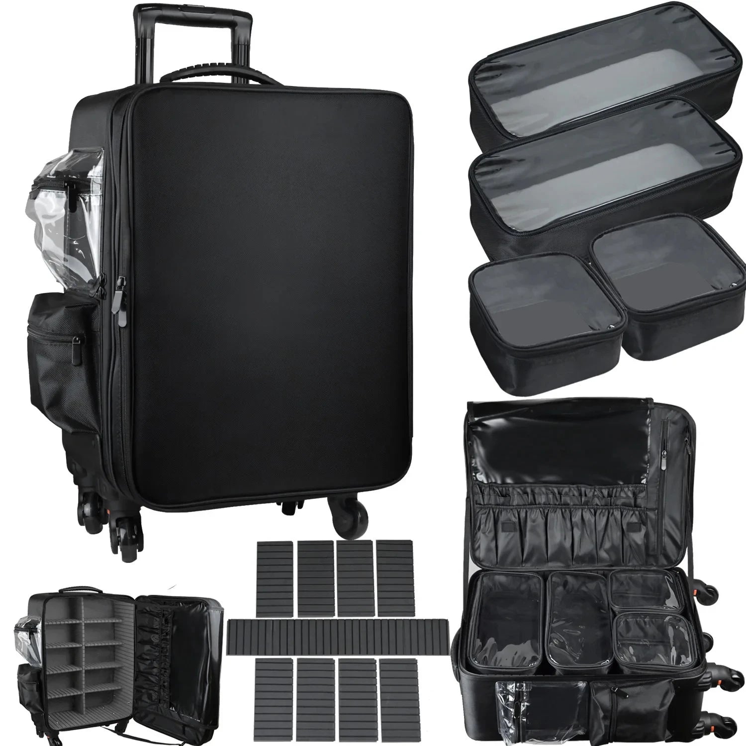 Professional Makeup Train Case Trolley Cosmetic Case Rolling Luggage Travel Suitcase Makeup Organizer Trolley Bags With Wheels