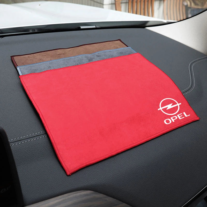 Suede Fleece Microfiber Towel Car Logo Cleaning Rag Cloth For Opel Corsa D Astra Insignia Vauxhall Vectra H G J Antara C Zafira