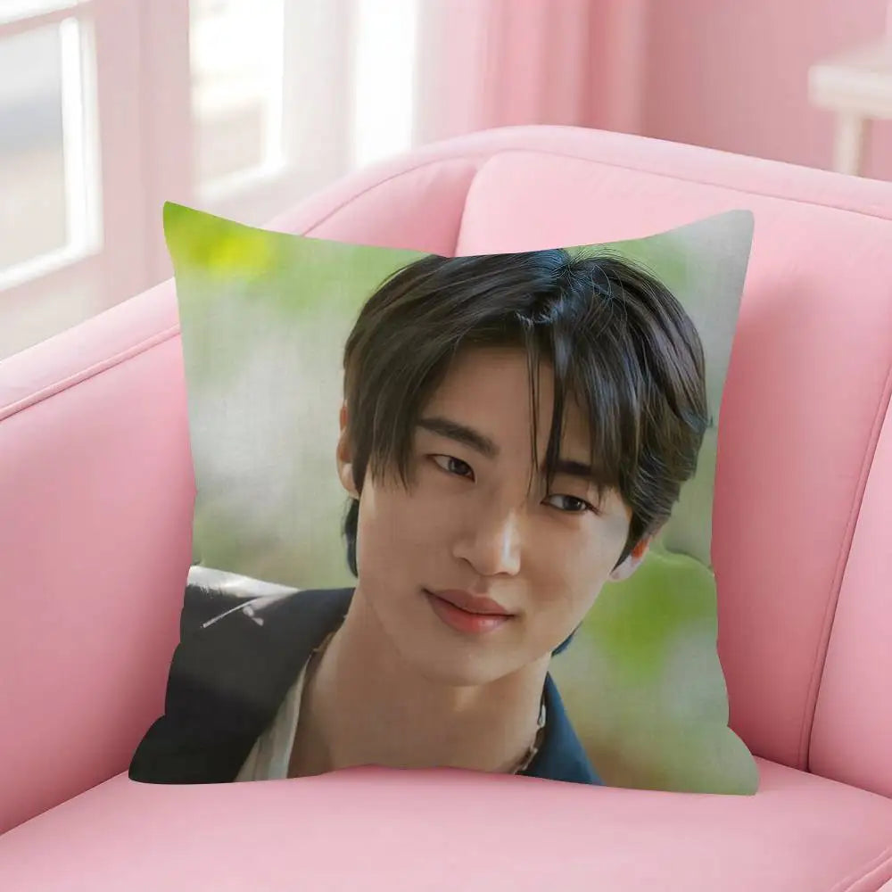 Korean Celebrity Byeon Wooseok Double-sided Printed pillow cover Short plush Suitable living rooms bedrooms throw cushion cover
