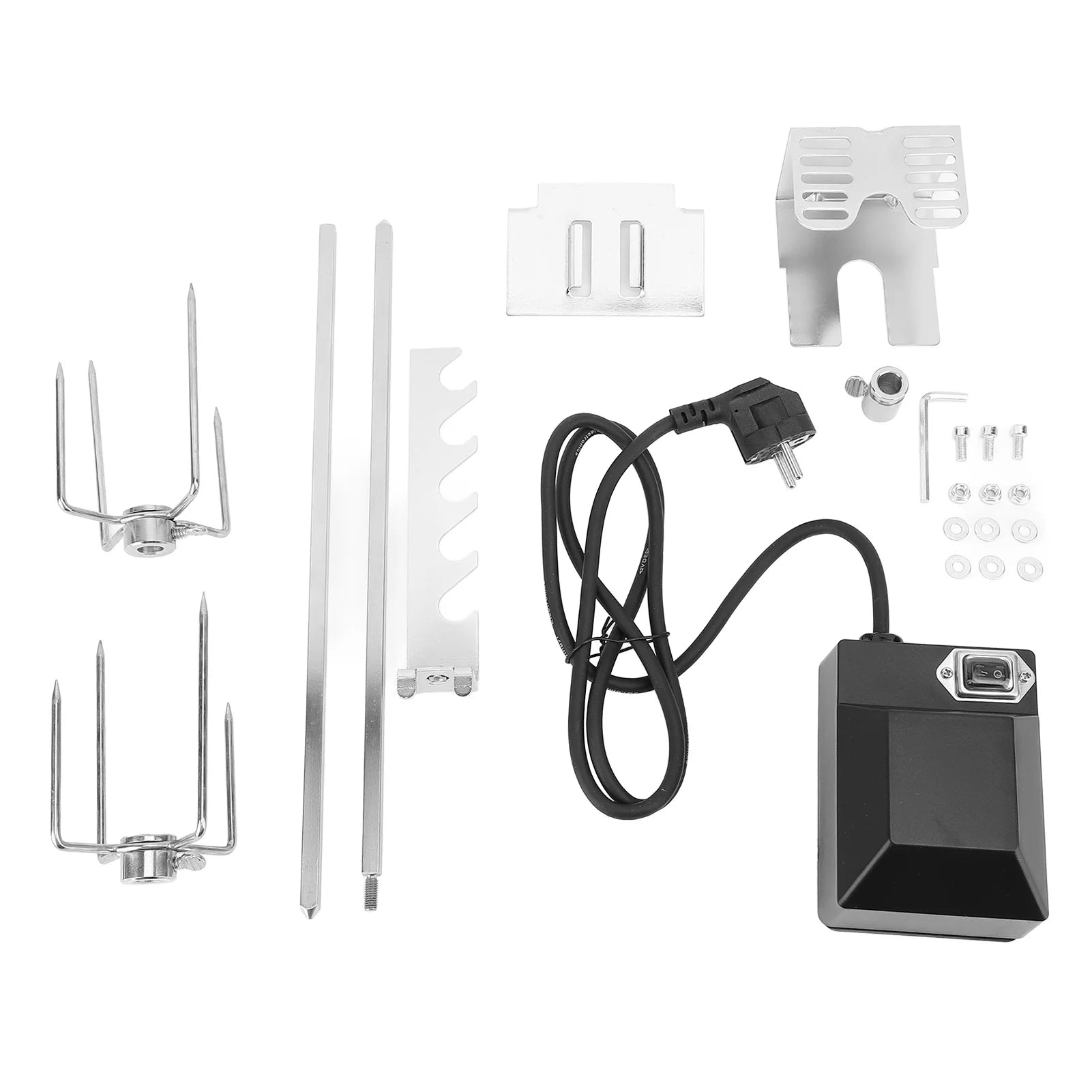 Rotisserie Grill Kit 15kg Load Bearing 2.5rpm/min Switch Stable Rotating Motor Stainless Steel Heavy Duty Rotisserie Kit