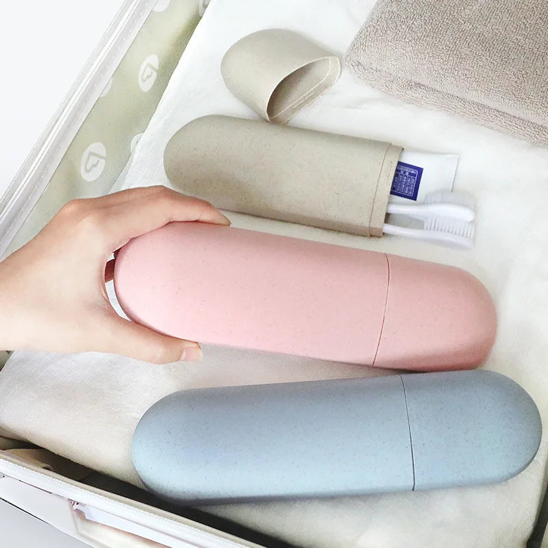 Outdoor Toiletry Tooth Box Wheat Straw Toothbrush Box Business Trips Toothbrushes Toothpastes Box Dental Storage Portable Travel