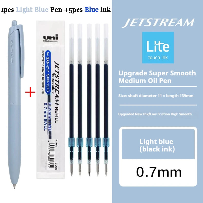 Uni Permanent Ballpoint Pen Jet Stream Anti-slip Cloudy Recycled Eco Shell Friction Super Smooth Ink Oil Pens Portable Supplies
