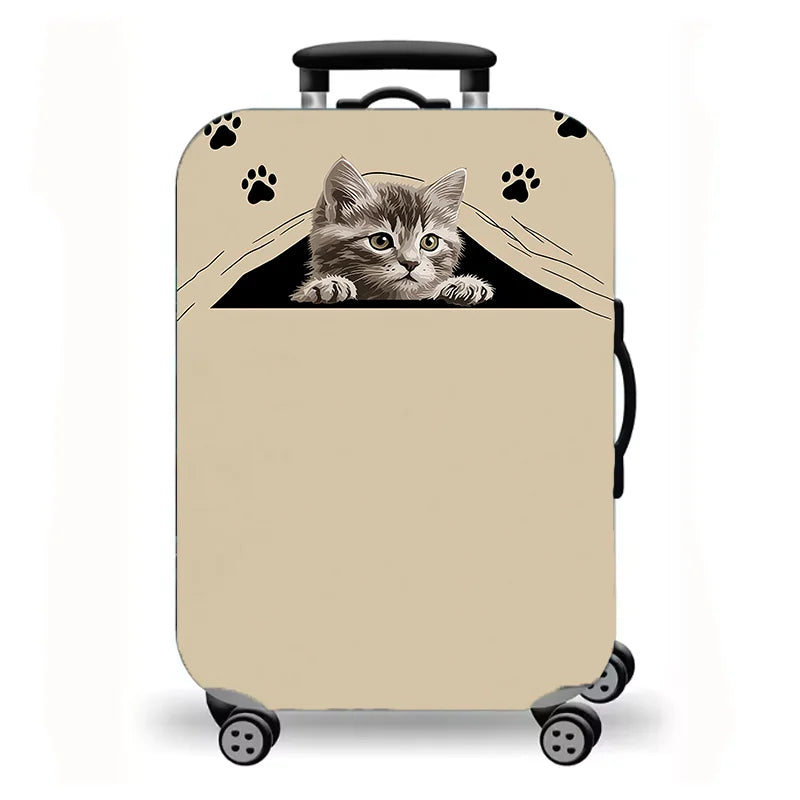 Luggage Cover, Cute Cartoon Cat Kitten Paw Print Stretch Suitcase Protector, Washable Anti-Scratch Travel Baggage Cover