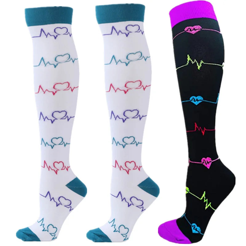 Unisex Compression Socks for Men and Women Medical Diabetes Varicose Veins Sports Socks for Running Cycling Travel Flight Yoga