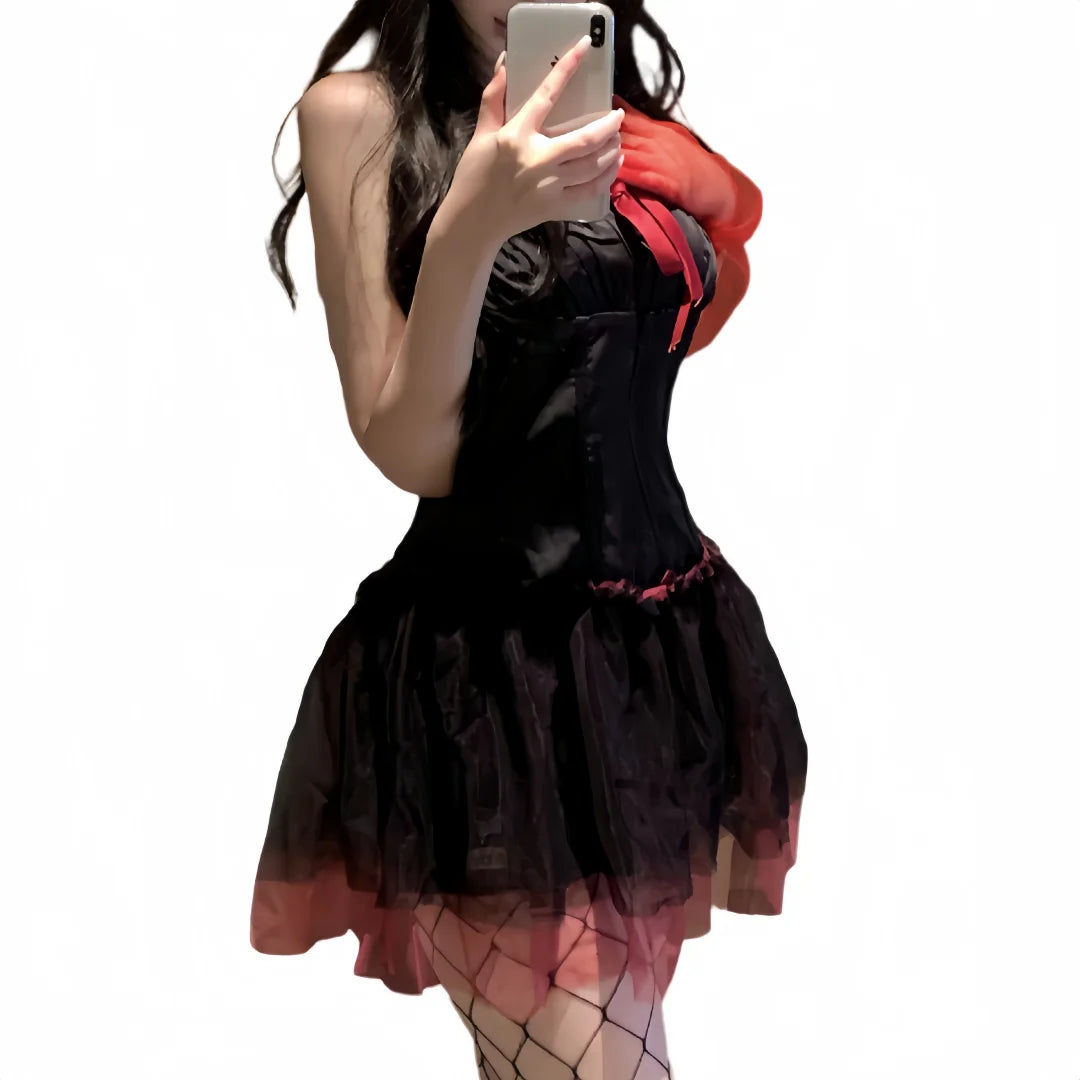 New Year's Outfit Bow Strapless Spicy Girl Suspender Dress Sexy Spicy Girl Lingerie Passionate Role-playing Halloween Set