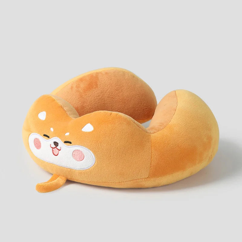 Wholesale Strawberry Bear Micro Fiber Soft Fluffy U Shape Pillow For Airplane Rest
