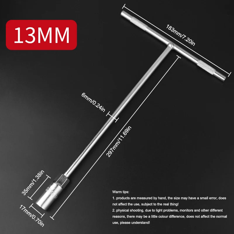 6-19 mm T-Style Socket Wrench Hexagon Nut Key Extended Hex Screwdrivers Automotive Tires Machinery Workshop Repair Hand Tools