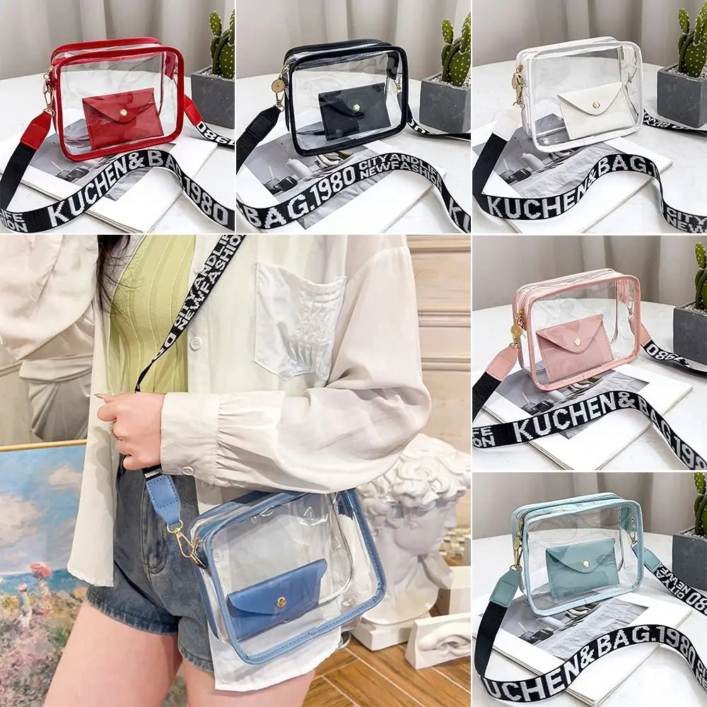 Fashion PVC Crossbody Bags Handbag with Small Phone Bags Transparent Jelly Bag Small Square Bag Women