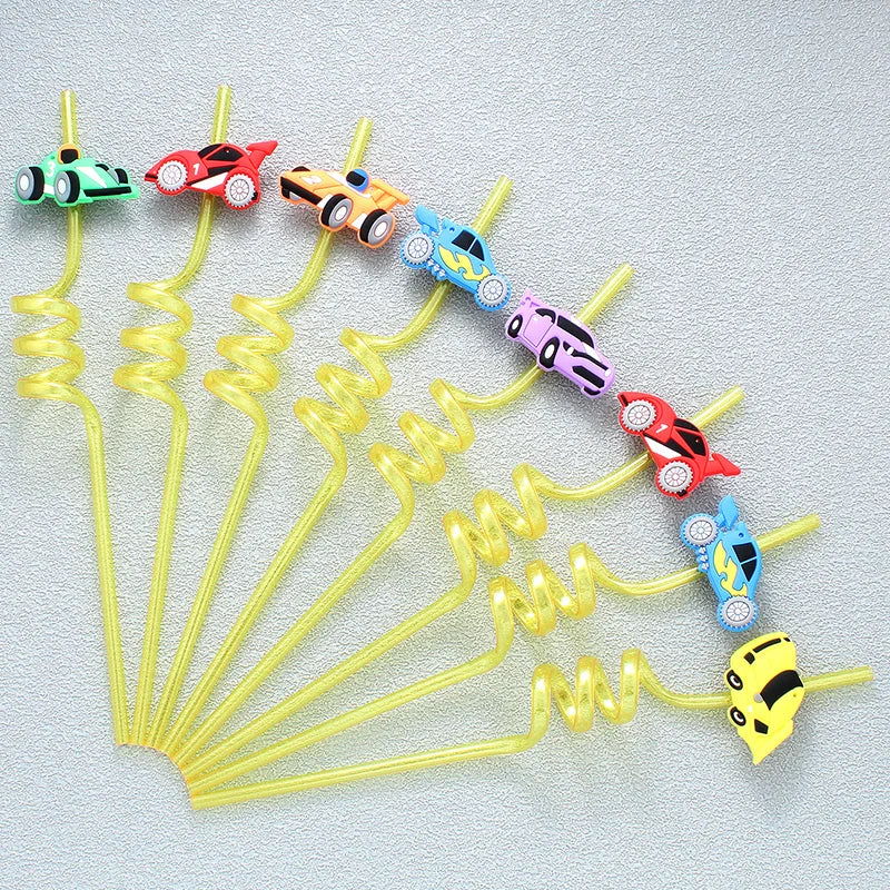8pcs car shaped straws, reusable drinking milk, birthday theme party straws wedding cocktail bar party straws