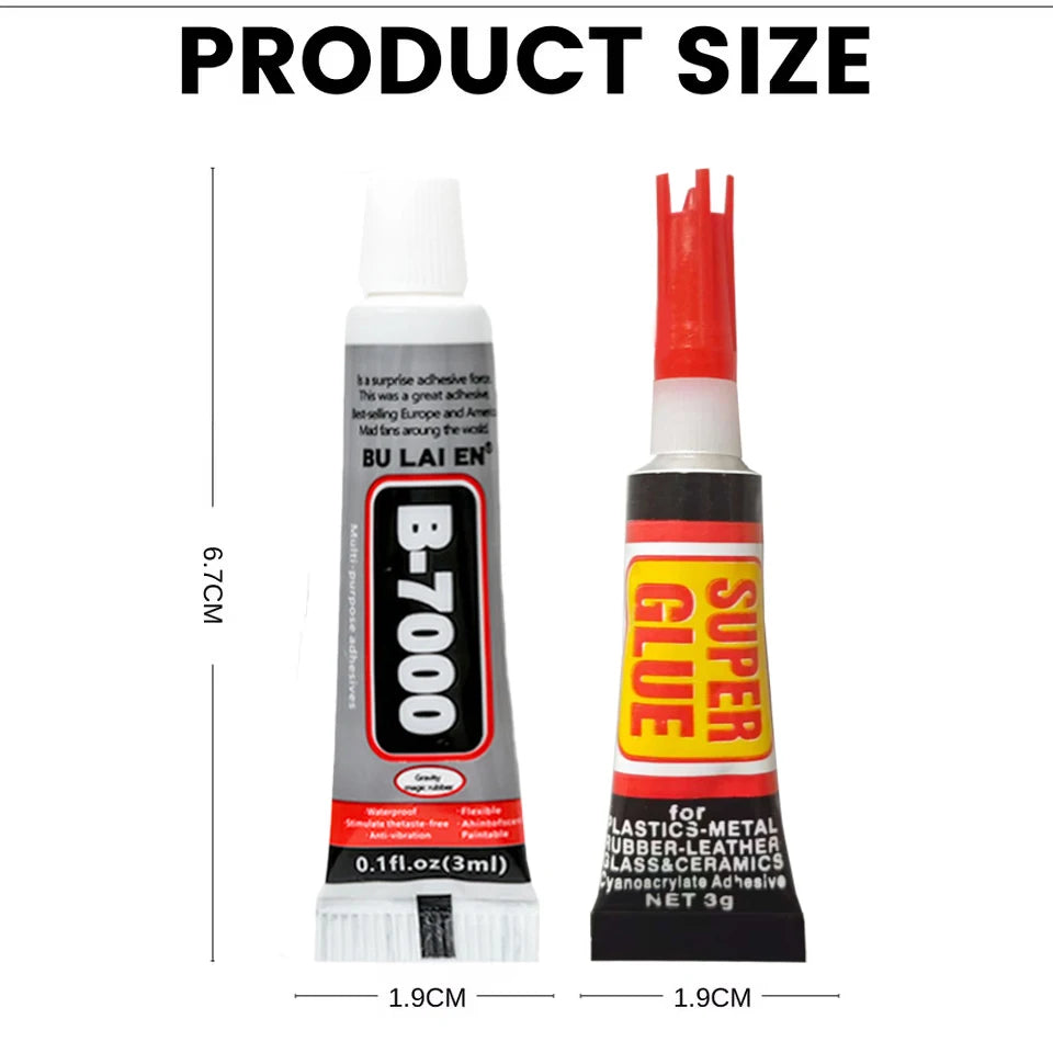 3ml B7000 Glass Plastic Universal Diy Super Glue 502 Clear Contact Phone Repair Wood Rubber Metal Glass Adhesive Office Supplies