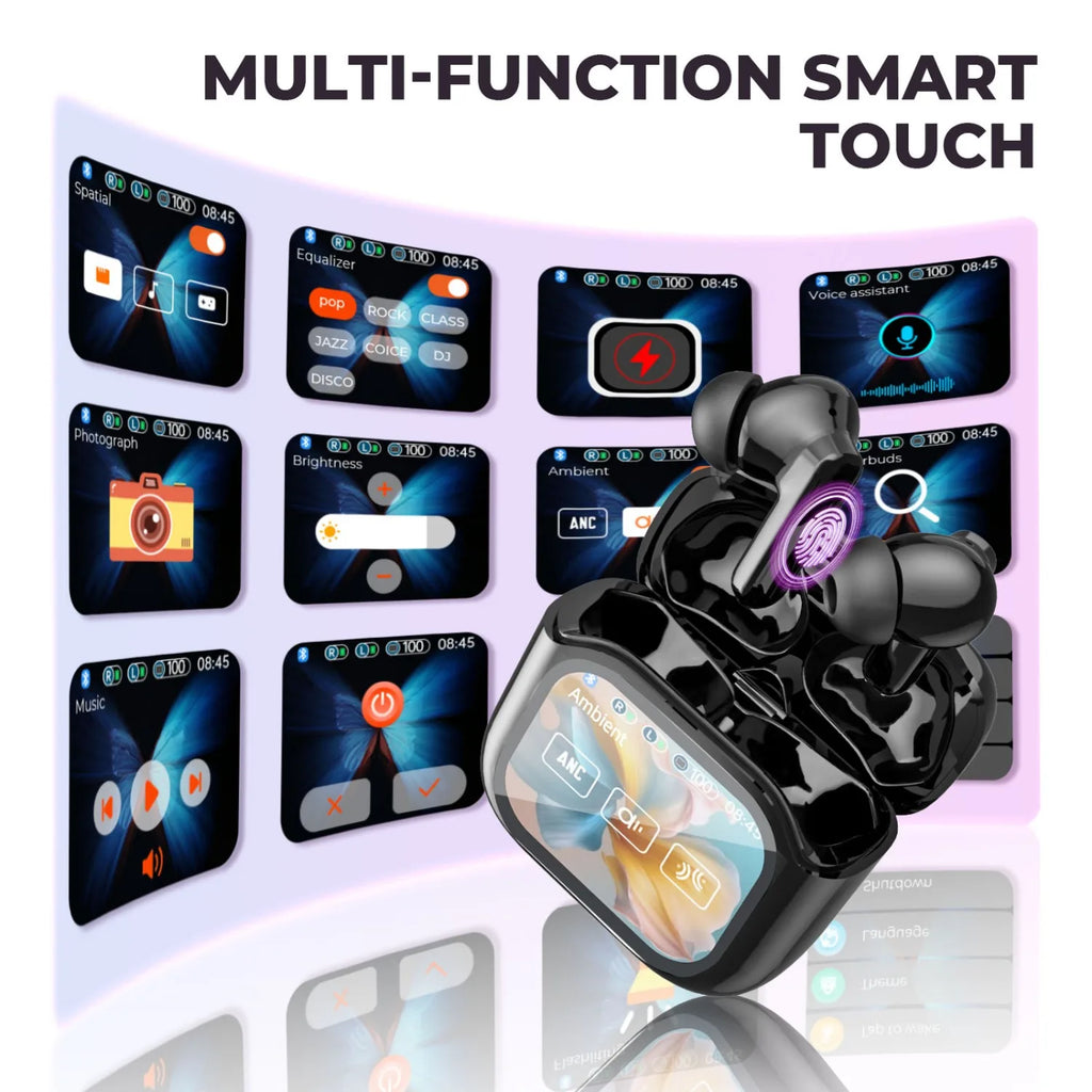 2PCS Touch Screen Translation Headphones 144 Languages Two-Way Real Time Translator Headsets Travel Business Bluetooth Earbuds