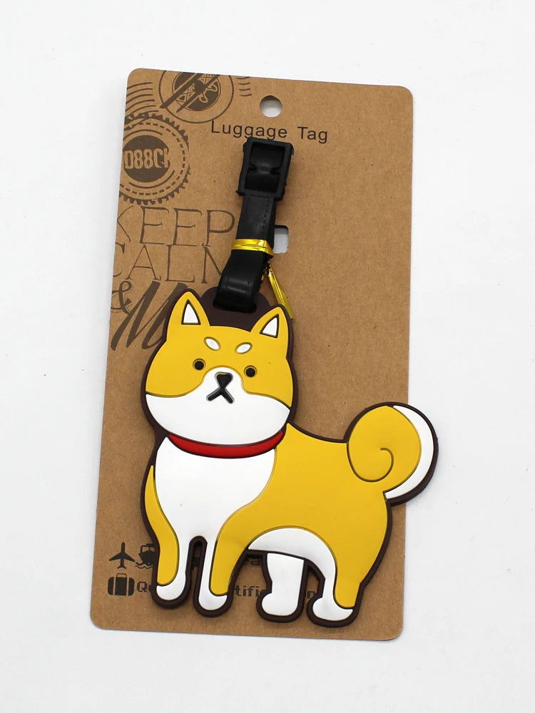 Cartoon Anime Dogs Luggage Tag Lovely Corgi Shiba Inu Akitas Suitcase ID Address Holder Pendent Portable Boarding Baggage Label
