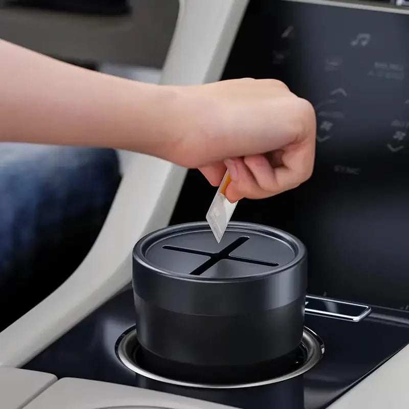 New Car Trash Can With Lid Mini Auto Garbage Can Leakproof Vehicle Trash Bin Fits Cup Holder in Console or Door for Automotive