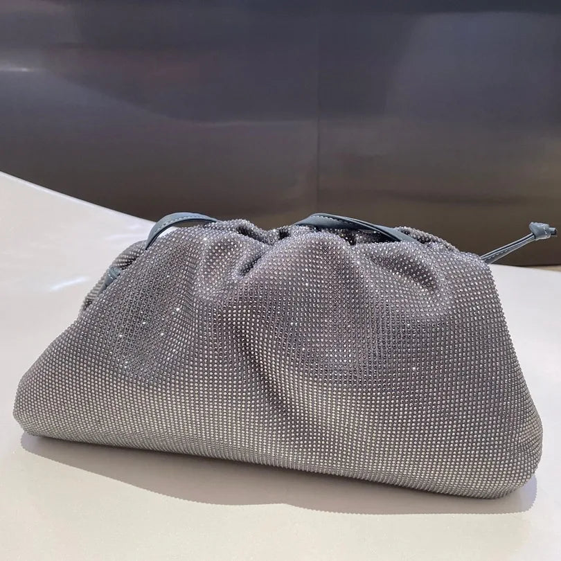 Luxury Designer Glitter Rhinestone Diamond Cloud Bag Evening Bag Wedding Party Clutch Purse Women Handbag Shoulder Messenger Bag