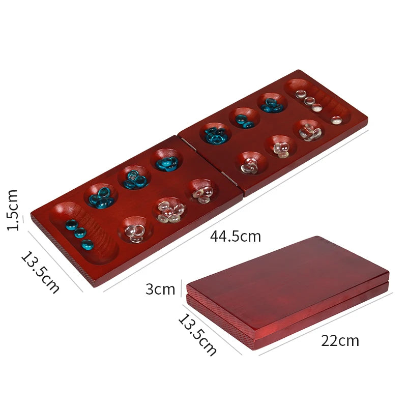 Chestnut Pine Foldable Mancala Board Game - Fun Classic Table Game with Wooden Board for Adults & Kids