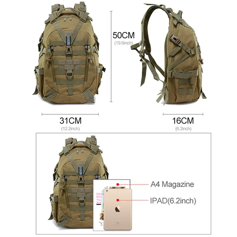 40L Camping backpack Men's Outdoor Bag Travel bag Camo Molle Hiking Backpack Hiking Outdoor reflective shoulder bag