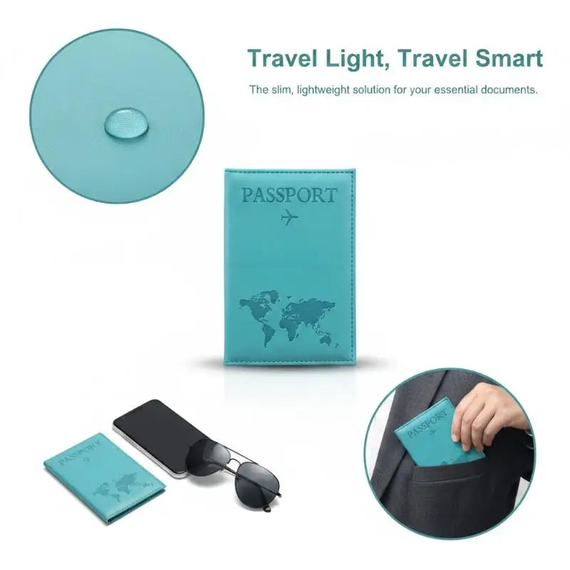 PU Leather Passport Cover Durable Portable Travel Document Holder for Men Women Summer Vacation 1PC