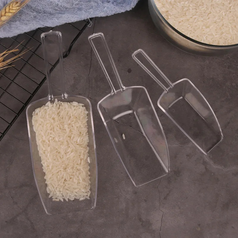 3pcs Bar Buffet Wedding Favor Party Ice Sugar Sweets Candy Clear Plastic Scoops Kitchen Gadget Dessert Grain Dry Goods Shovel