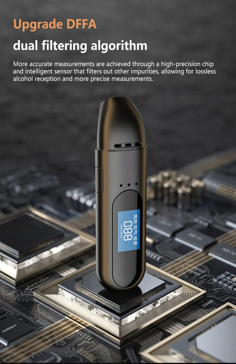 High Accuracy Breathalyzer, Portable Digital Alcohol Tester with LCD Display, Personal & Professional Use Driving Safety