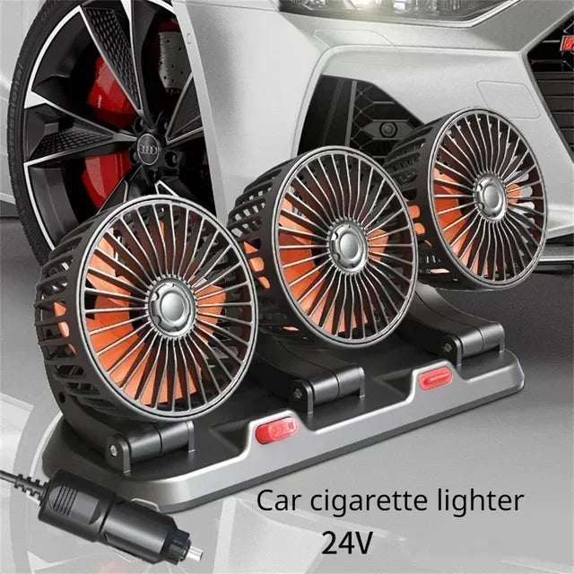Automotive Fan Car Fan 5/24v 360° Adjustable 1/3 Head Air Fan Low Noise Multifunctional Temporary Parking Card Auto Vehicles Fan