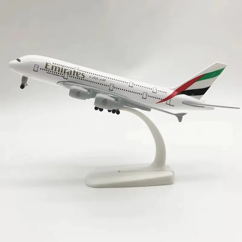 20CM A380 Emirates Airline 1:400 Airbus Alloy Aircraft Model Die-cast Airplane Model with Wheel Stand Collectible Display Model