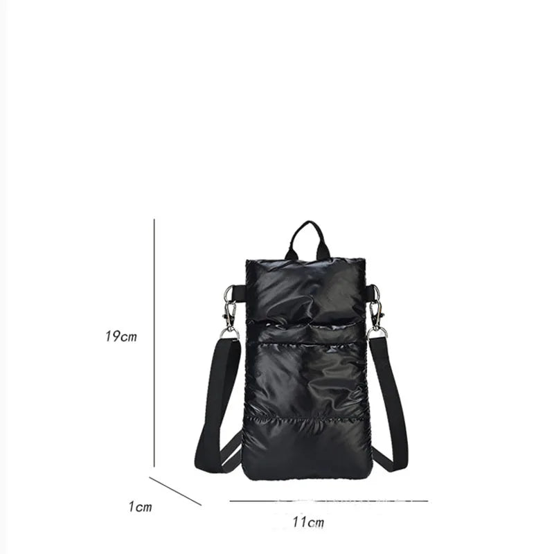 Fashion Women Mobile Phone Bag Shoulder Crossbody Bags Designer Candy Color Cotton Padded Soft Phone Pouch Female Purse Wallet