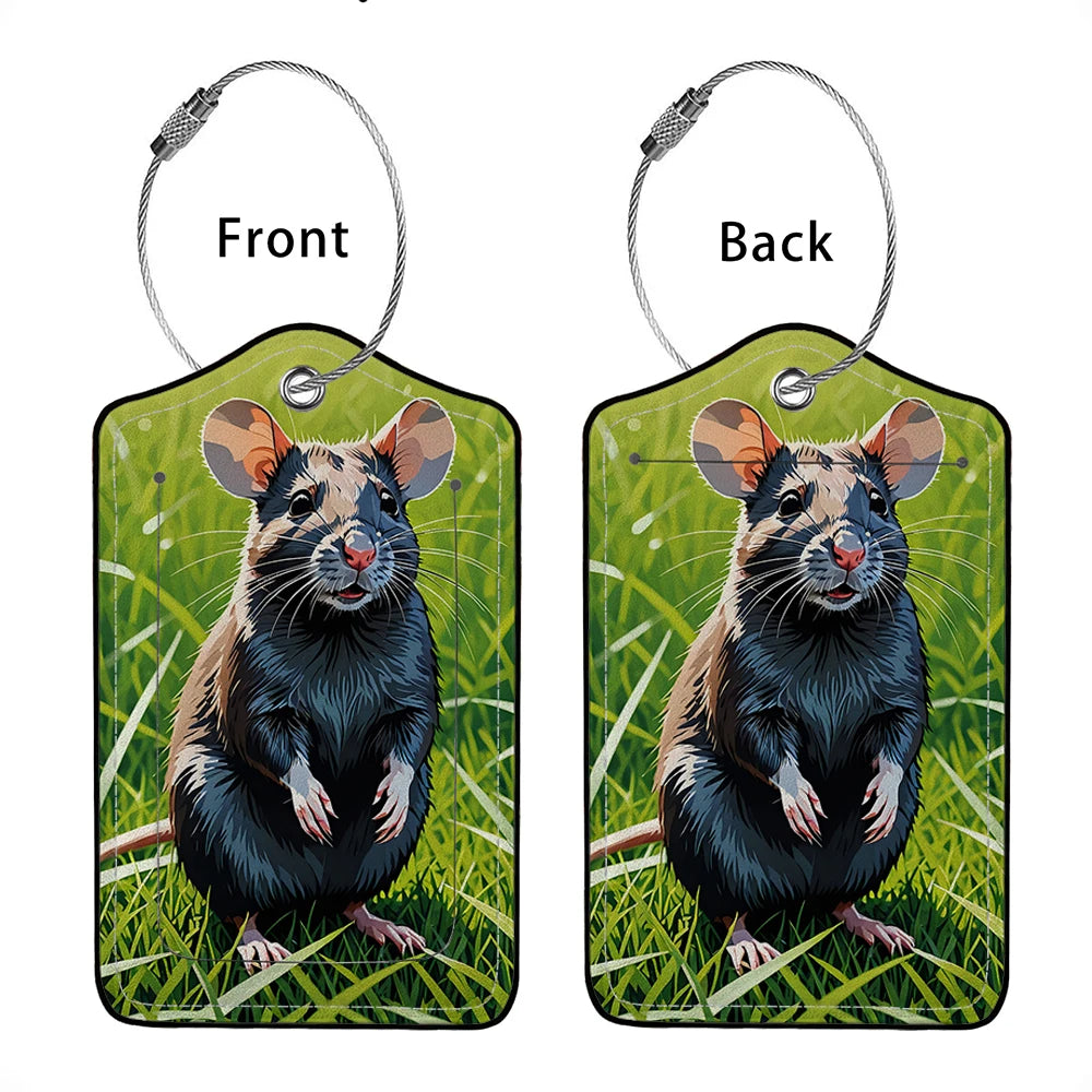 HOT SALE Cute animals Leather Business Luggage Tag Suitcase Address Label Luggage Boarding Case Label Name ID Address Clip