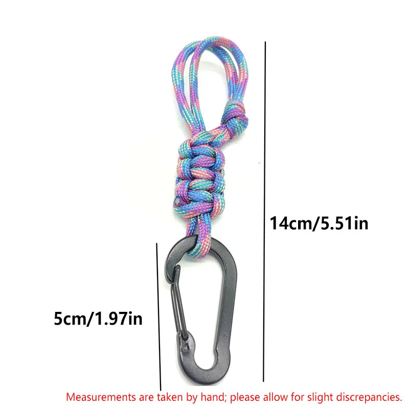 Keychain D-Shaped Carabiner Clip Adjustable Buckle Paracord Keychains Multifunctional Utility for Ourdoor Keys Camping Gear