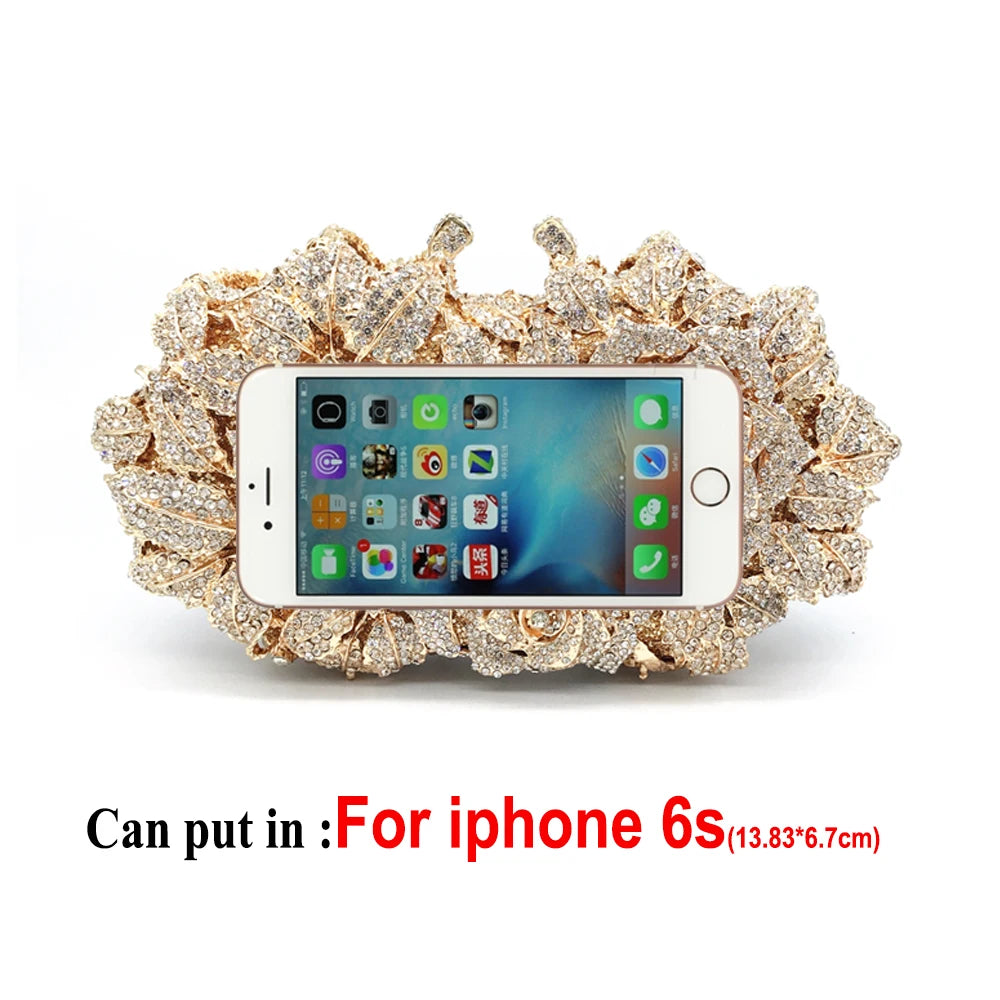 High Quality Luxury Rose Diamond Women Luxury Rhinestone Crossbody Clutch Evening Bag