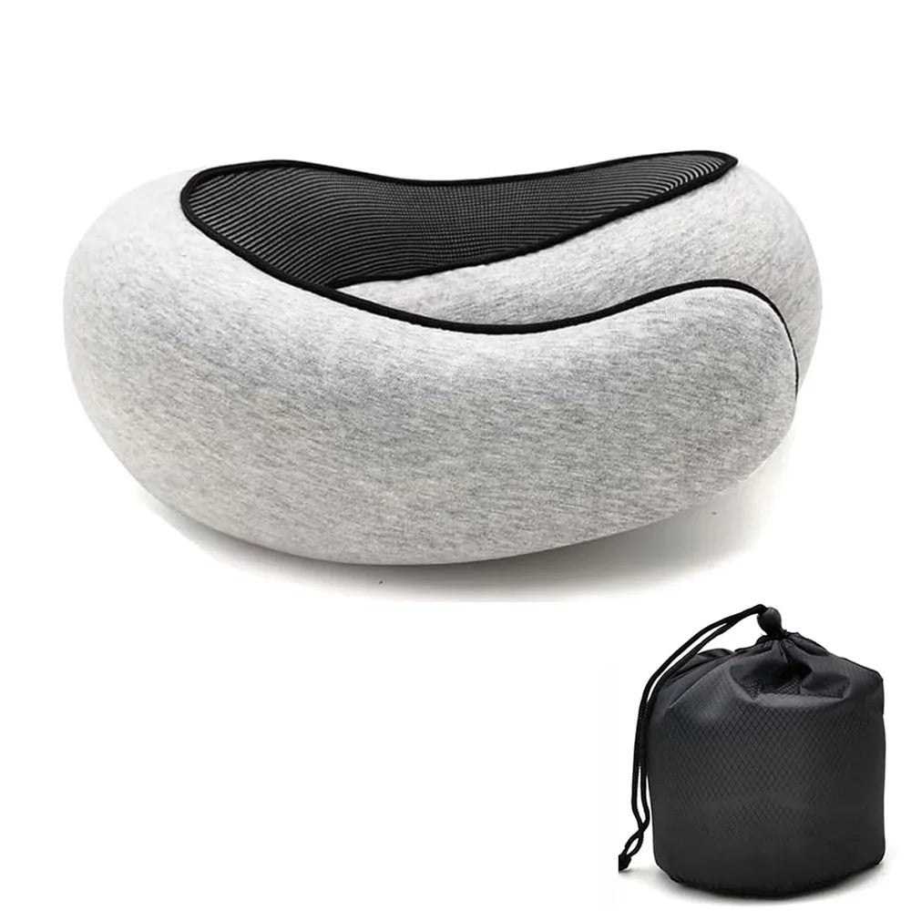 Travel Neck Pillow Memory Foam U Shaped Snail Style Portable Adjustable Soft Noon Break Sleep