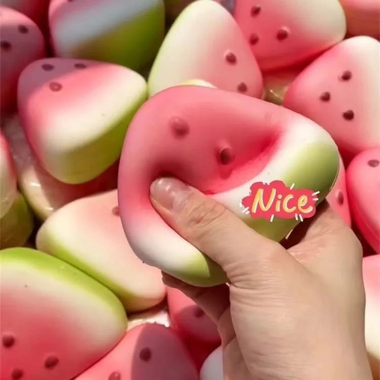 Watermelon Squishy Toys Slow Rising Ice Skin Handheld Stress Relief Anxiety Venting Fidget Toys Kids Adults Super Soft