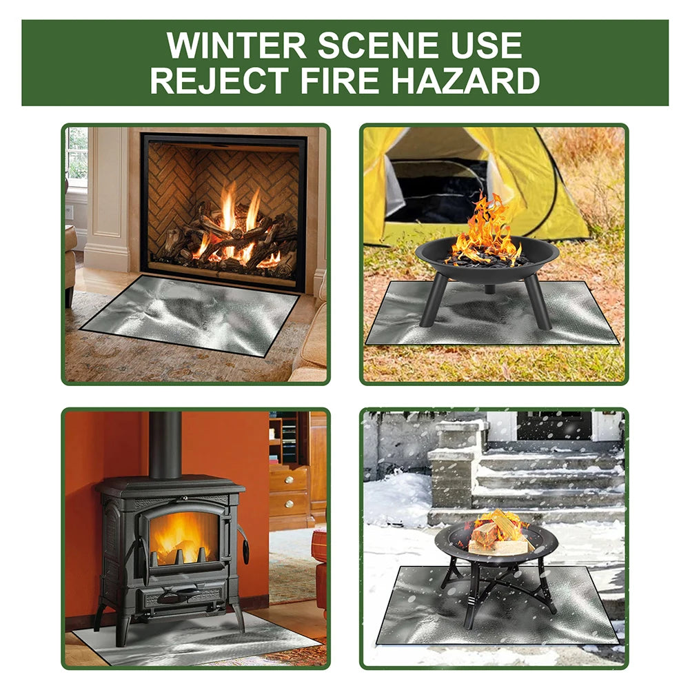 100cmx100cm Grill Mat Heat Resistant Fire Retardant Base Pad Easy To Clean Large Fire Pit Mat for Grass Outdoor for Deck Patio