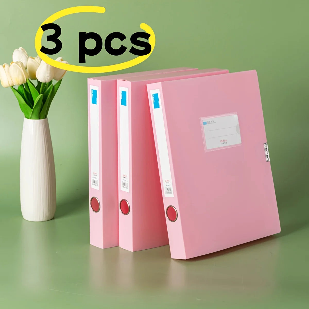 3pcs Large Capacity Plastic File Boxes for Office Use - Document, Personnel Records, Financial Accounting, and Invoice Storage