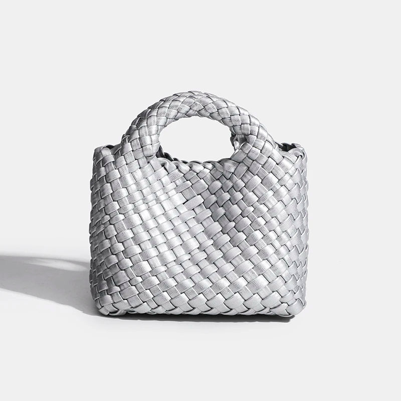 Designer bag Women's handbag Popular small size version PU leather woven bag Fashion style soft handmade bucket bag