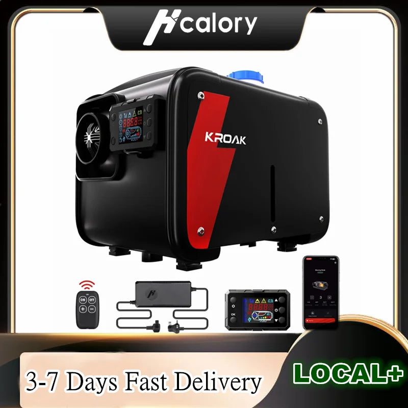 Hcalory Upgraded Portable All-in-one Diesel Heater 5-8KW 12V bluetooh Car Parking Heater with Remote Control and LCD Monitor