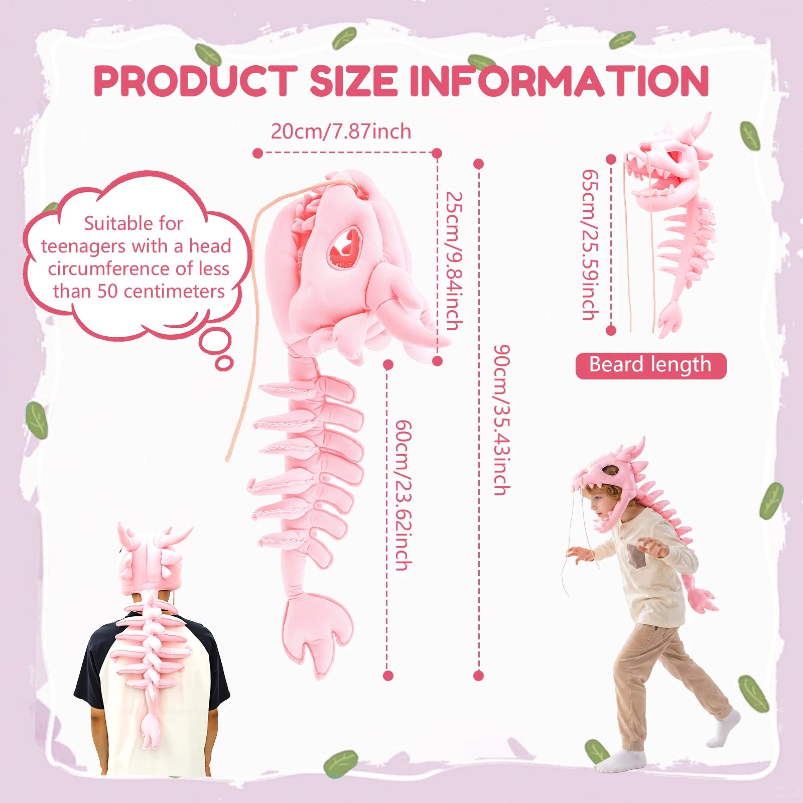 Dinosaur Skeleton Plush Headpiece Spinosaurus Dragon Bone Costume Hat Dinosaur Skeleton Hat for Cosplay Party and Birthday Gift