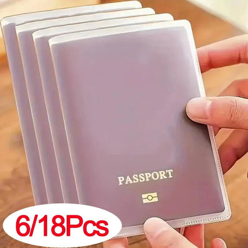 6/18pcs Passport Cover Bag Travel Passport Protective Transparent Frosted Style Available With Card Slot Passport Sleeve Case