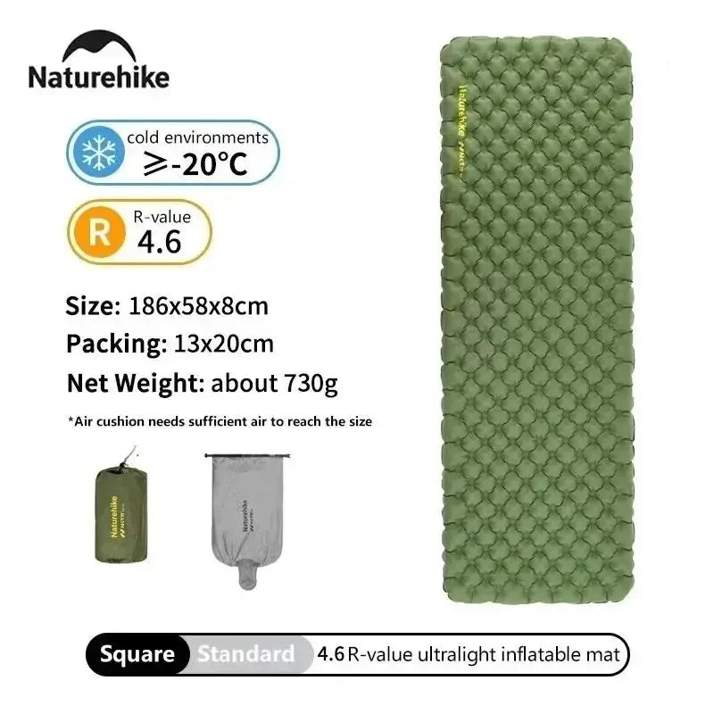 Naturehike Camping Mat 3.5/4.6/5.8/8.8 High R Value Ultralight Warm Inflatable Mattress Outdoor Portable Folding Inflatable Mats